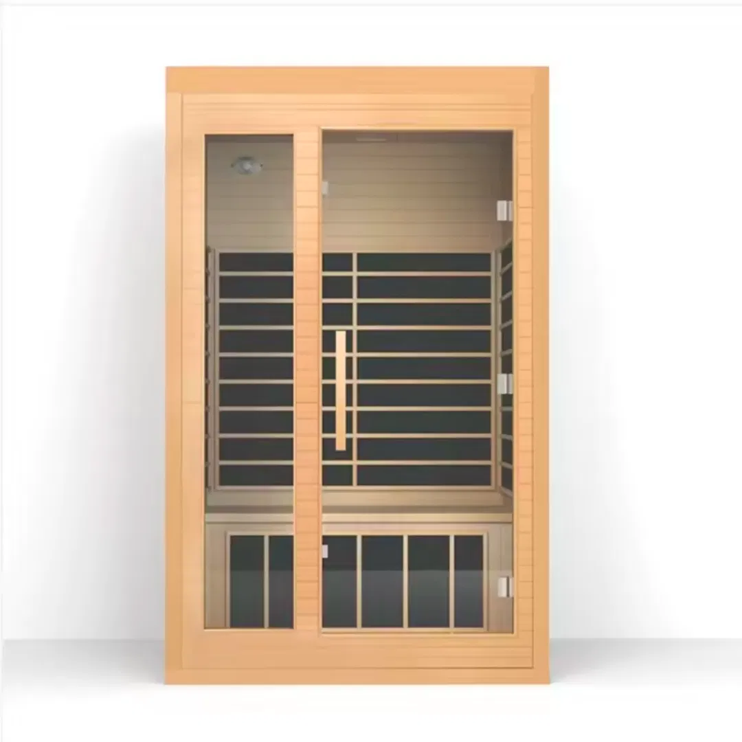 Modern 2-Person Infrared Sauna Carbon Panel Series with Star Light Hemlock Solid Wood Computer Control Panel