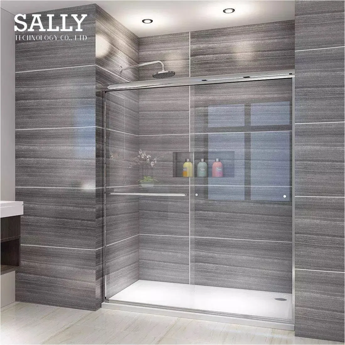 Sleek Matt Black Sliding Shower Doors with Strong Tempered Glass