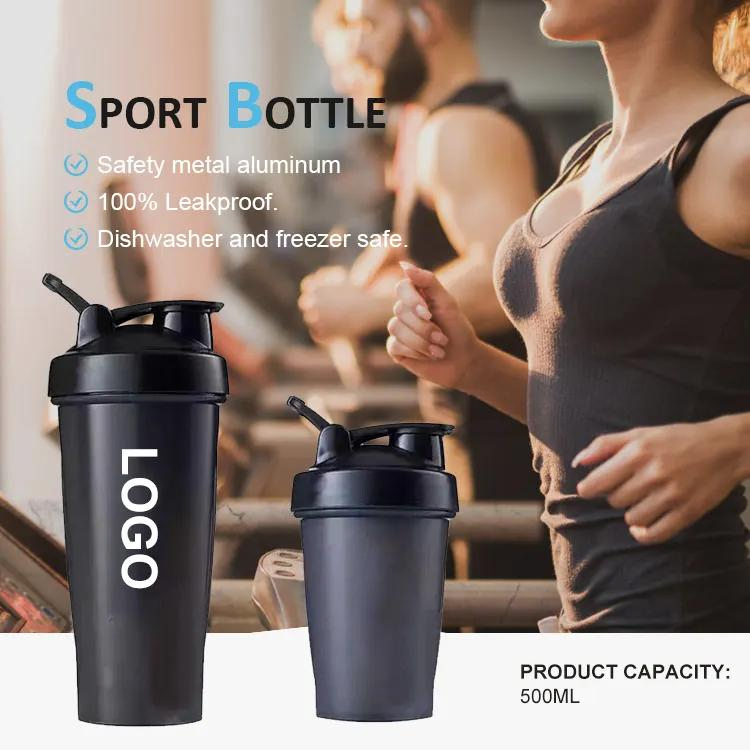 BPA Free Custom Logo 500ml Gym Protein Plastic Cup Shaker Bottle