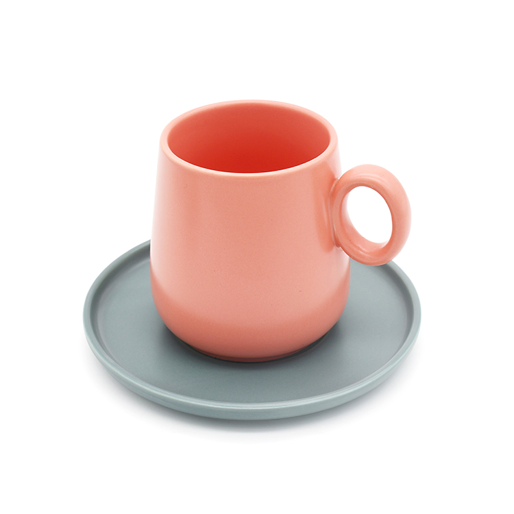 Керамическая кружка с блюдцем Color Glaze, 120 мл