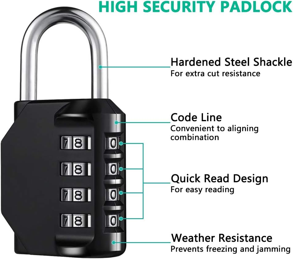 Password Padlock Waterproof and Rust-Proof Lock Long Beam Rainproof Lock for Outdoor Use