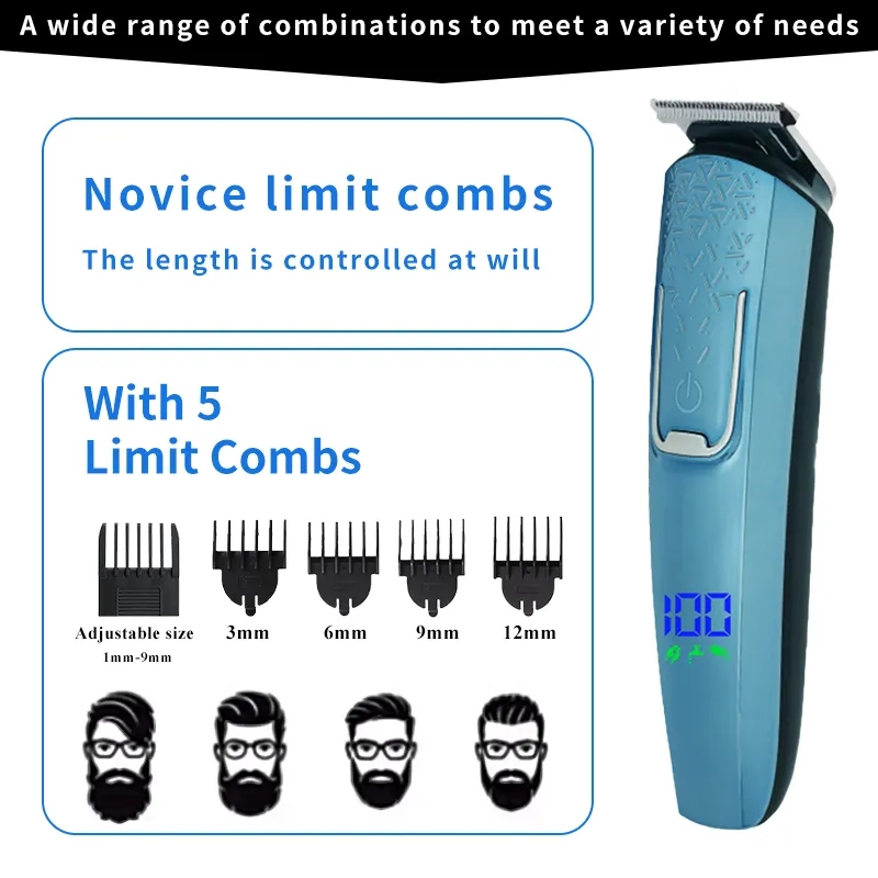 6 in 1 Multifunctional Hair Shaver Trimmer Body Hair Grooming Kit Electric Hair Clipper for Men