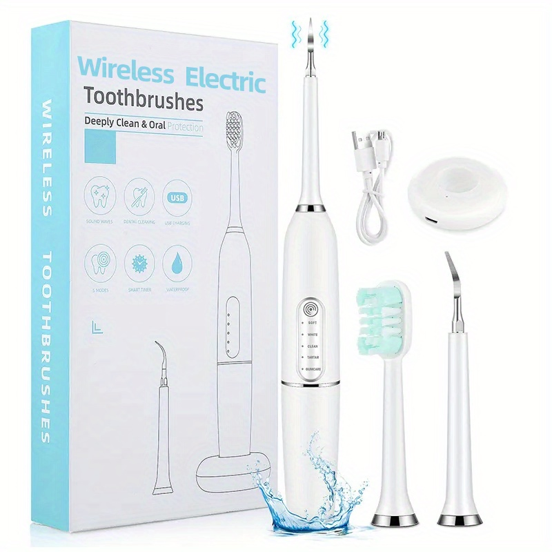 Electric Toothbrush with Ultrasonic Dental Scaler Silicone Waterproof