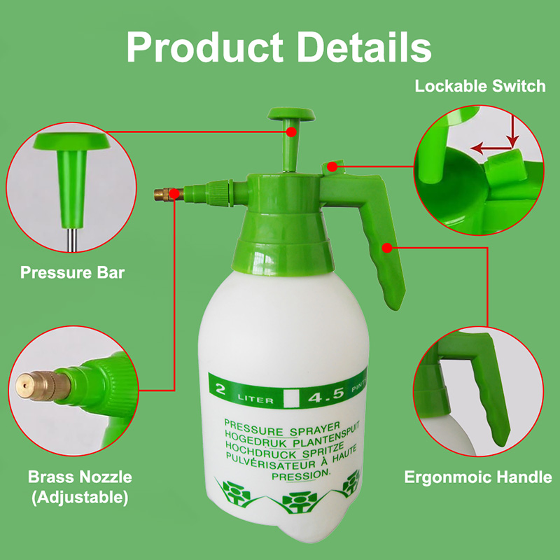 2L Pump Sprayer Handheld Pressure Sprayer with Adjustable Nozzle for Spraying Plants