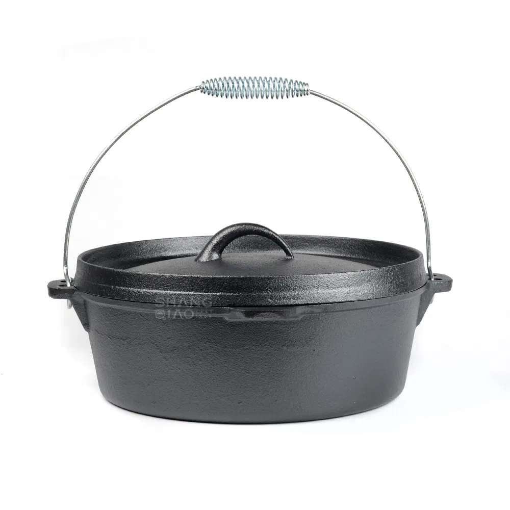 Чугунная жаровня Dutch Oven с крышкой, предварительно прокаленная