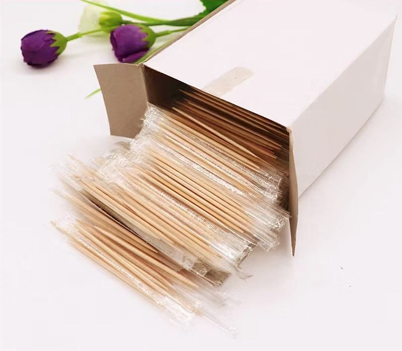 Wood Toothpick Biodegradable Cello Toothpick OPP Plastic Bag Individual Packing Cello Plastic Wrapped Bambootoothpick