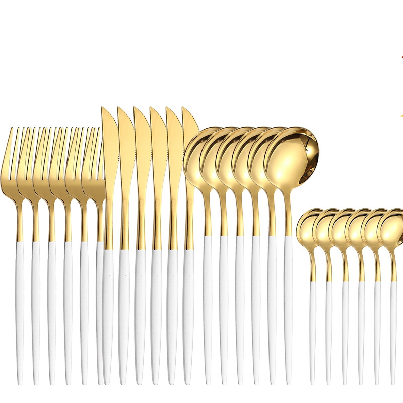 Goldware with Coating Col. Set 24 Pieces, Stainless Steel Golden Flatware Set