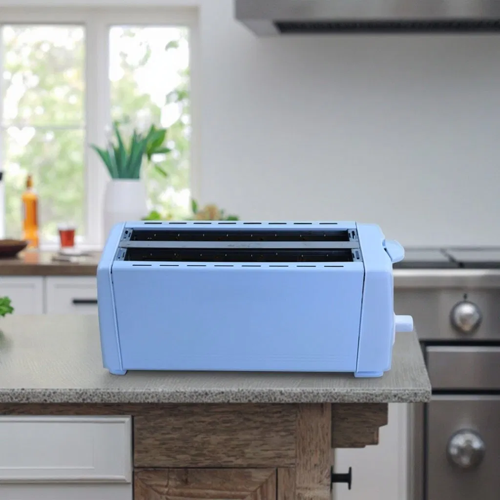 Automatic White Plastic Case Electric Bread Toaster Slice Snap Open Crumb Tray Home Sandwich Pop-up Mechanical Timer