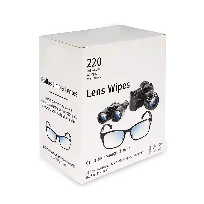 Custom Logo Disposable Individual Camera Sunglass Optical Lens Screen Cleaner Cleaning Wet Wipes in Box