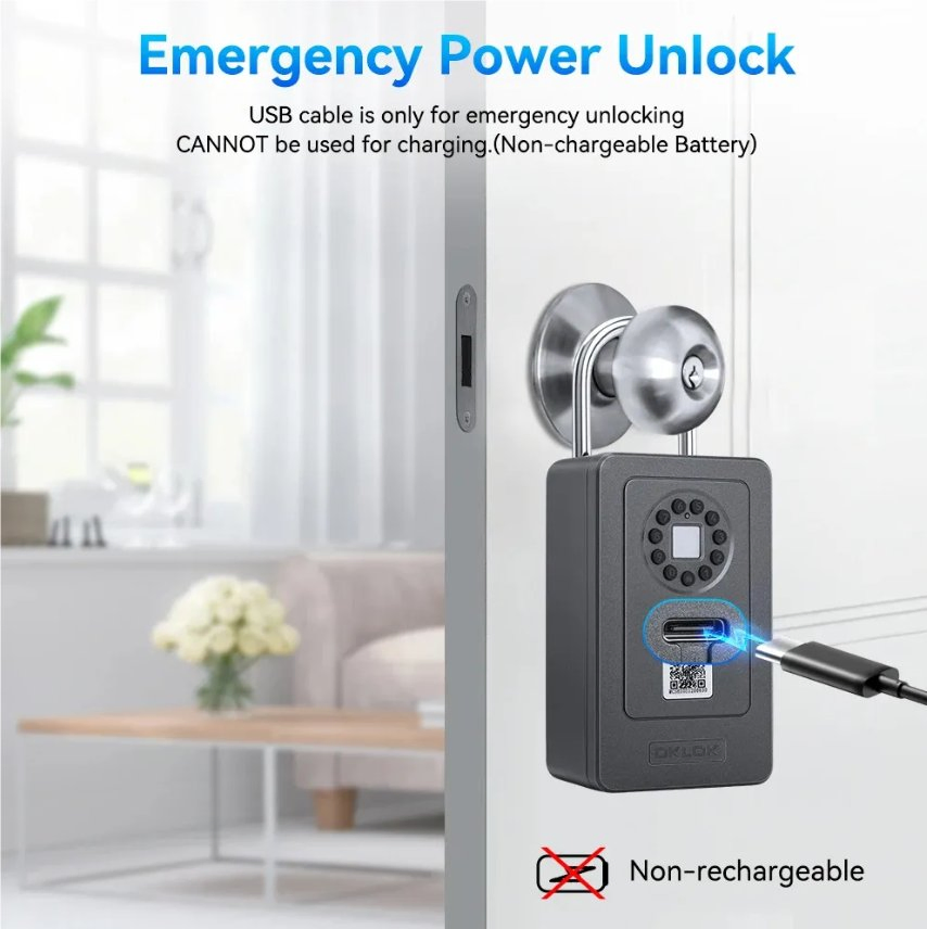 Key Safe Fingerprint Bluetooth APP Wall Mount Combination Security Boxes Lockbox