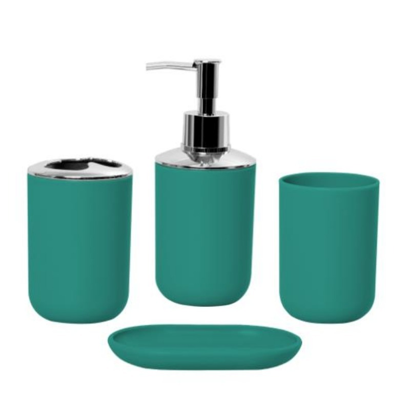 Multiple Colors Sanitary Ware Durable Plastic Luxury 4PCS Bathroom Accessories Set