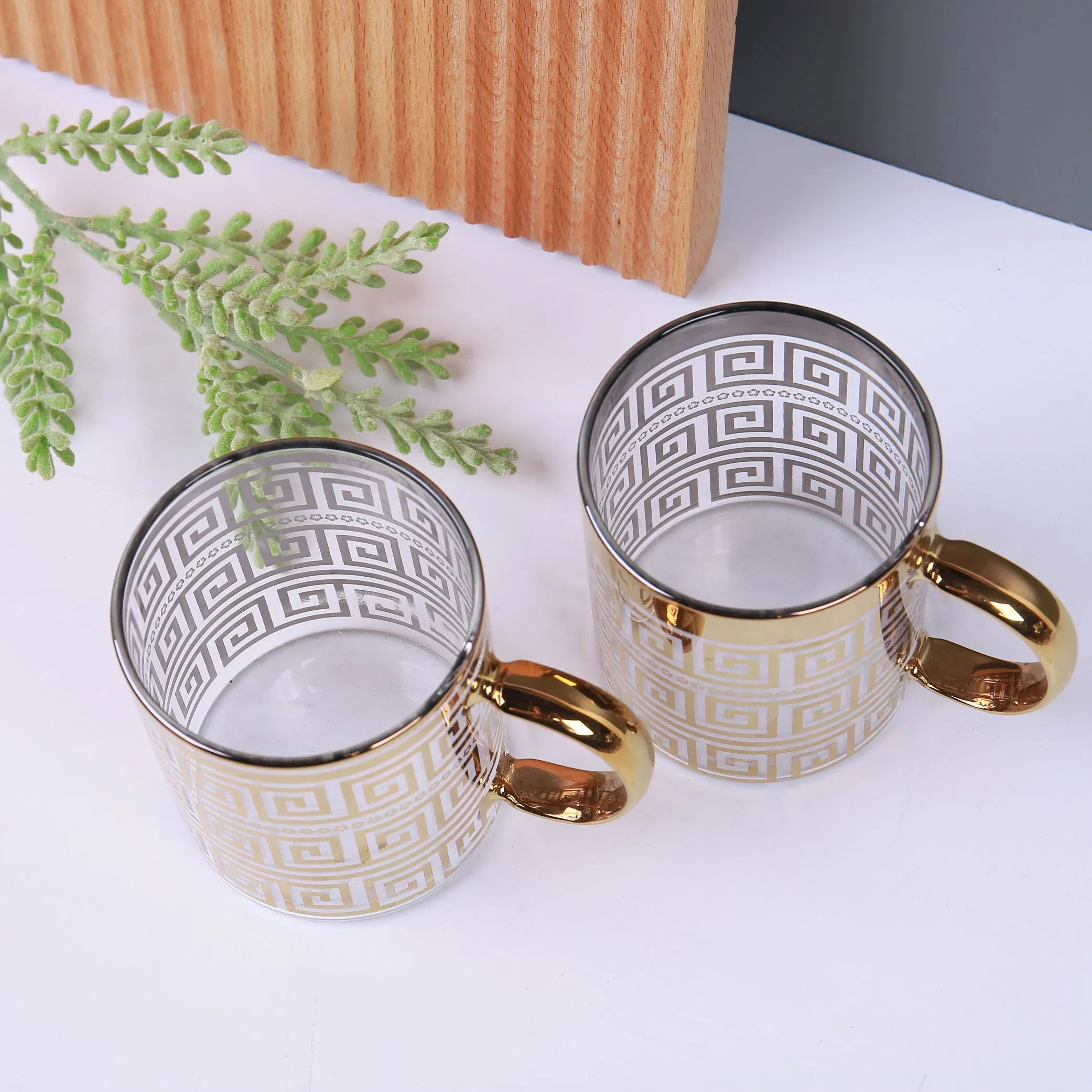 Wholesale Custom Glass Cup Gold Plating Decal Glass Beer Mug