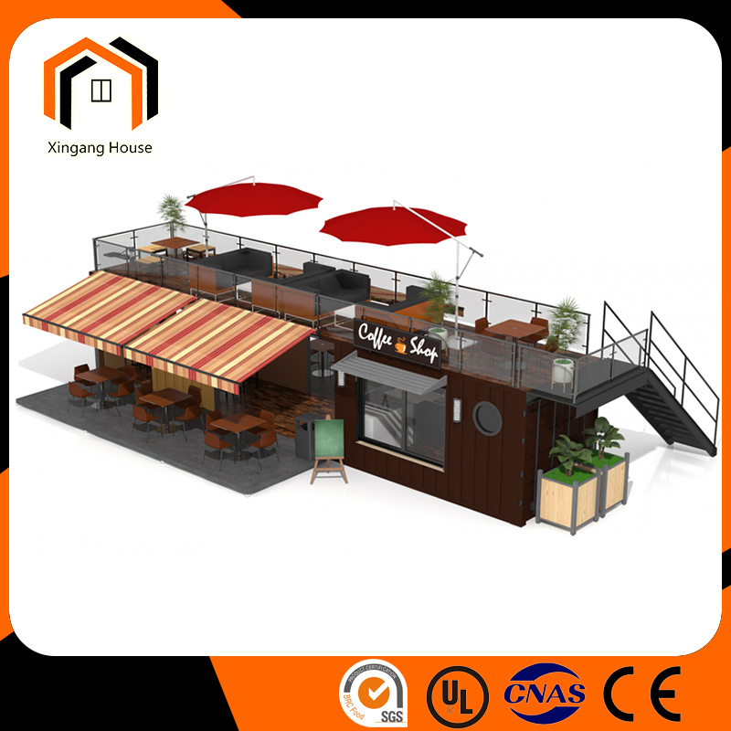 Two Story Popular 40FT Coffee Shop Shipping Container House Price Steel Structure Modular House Container House