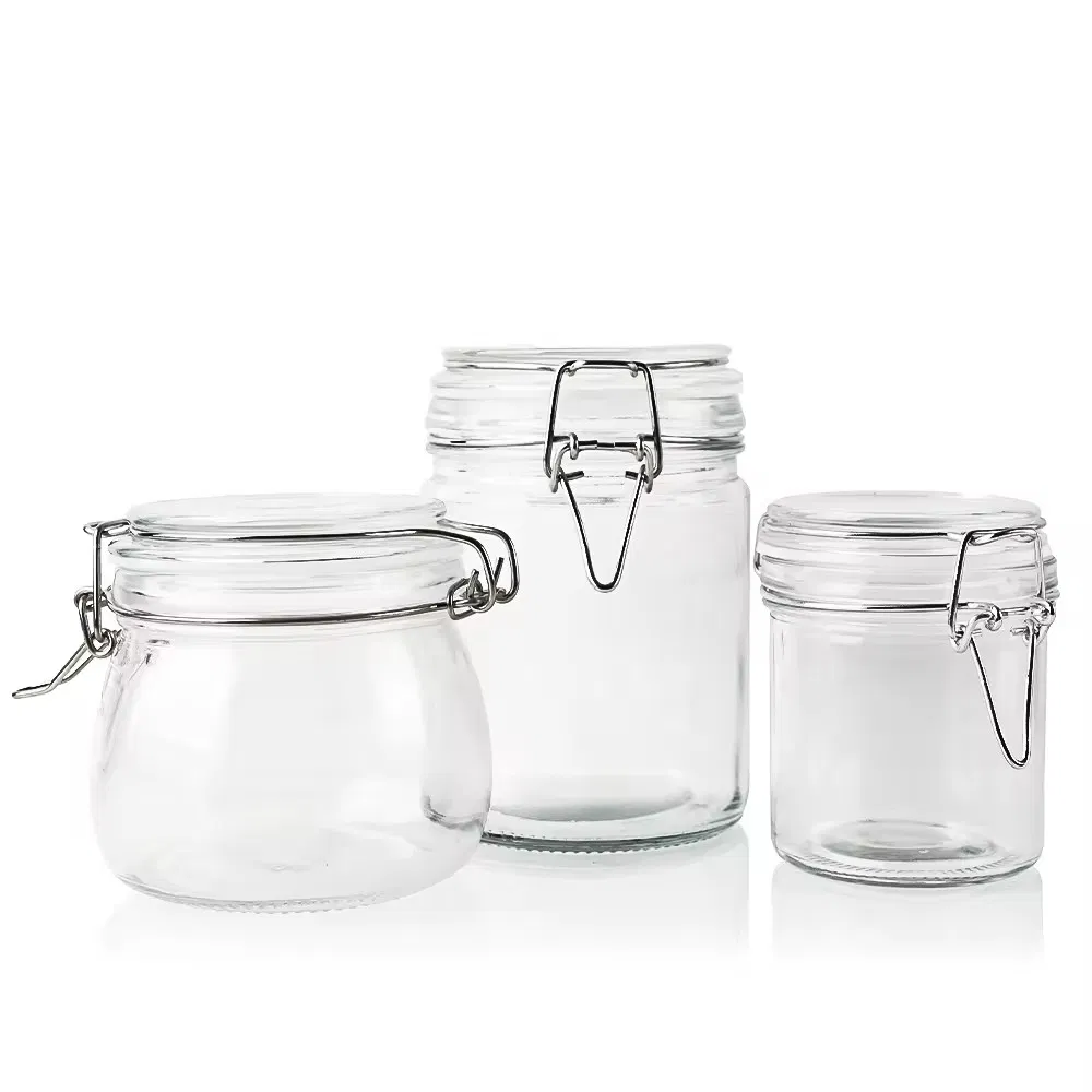 Factory Direct 500ml Glass Jar with Airtight Clamp Lid for Storing Cookies Candies Honey Other Items