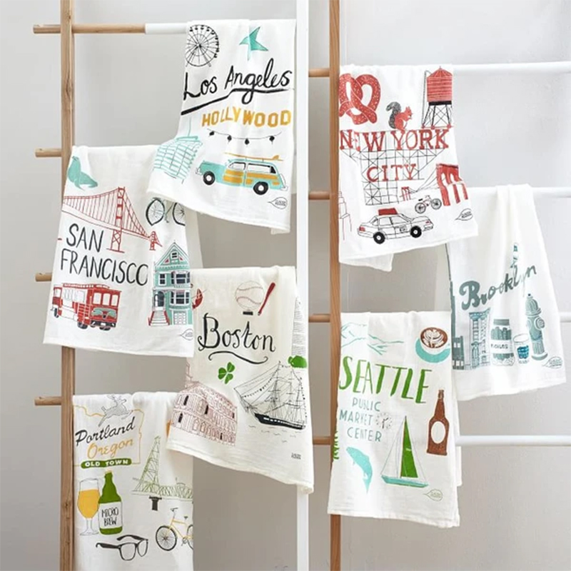 Spot Microfiber Waffle Kitchen Towel Custom Design Printed Kitchen Tableware Tea Towel