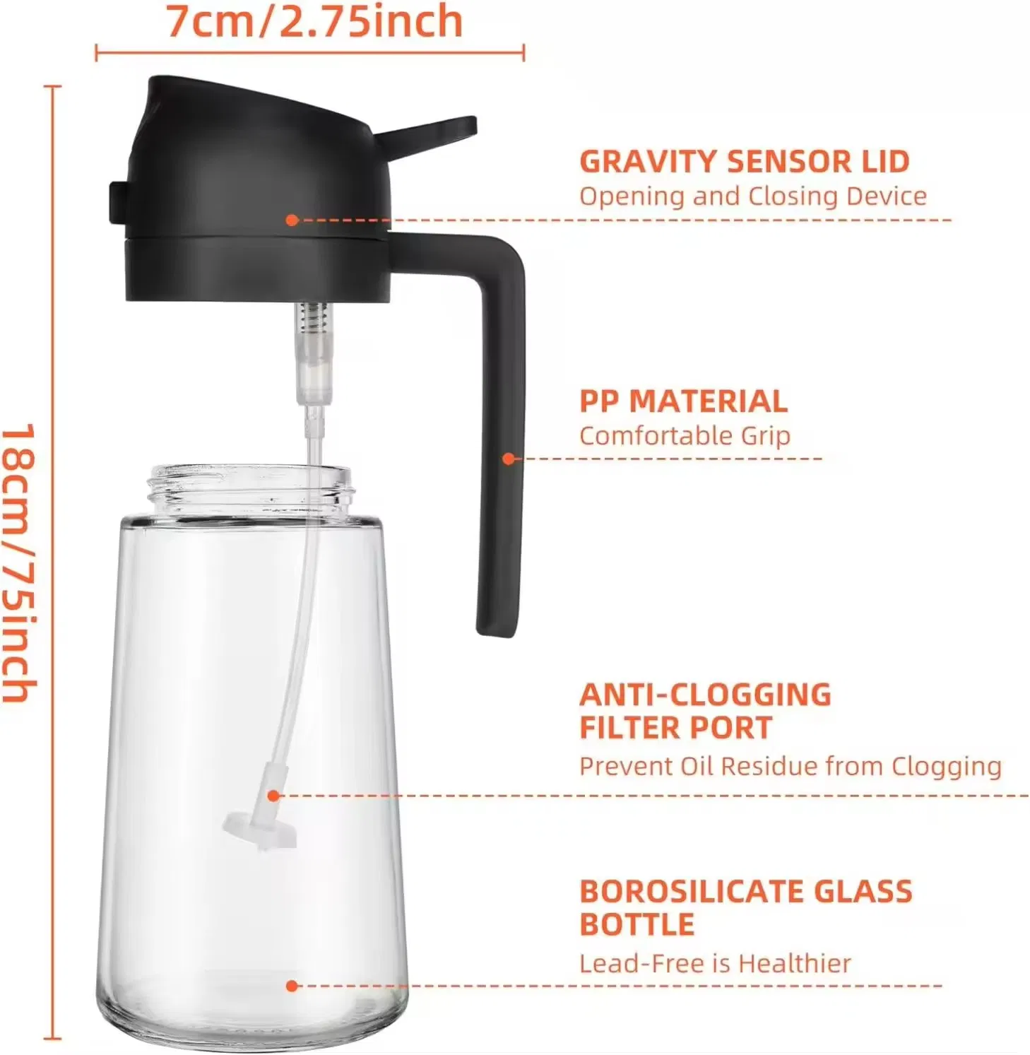 Ifan High Quality Kitchen Tools Glass Oil Spray Bottle Wholesale Olive Spray 470ml Oil Dispenser Oil Spray Bottle for Cooking