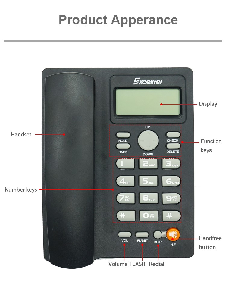 Best Quality Caller ID Two-Line Telephone with Weather Proof pH208