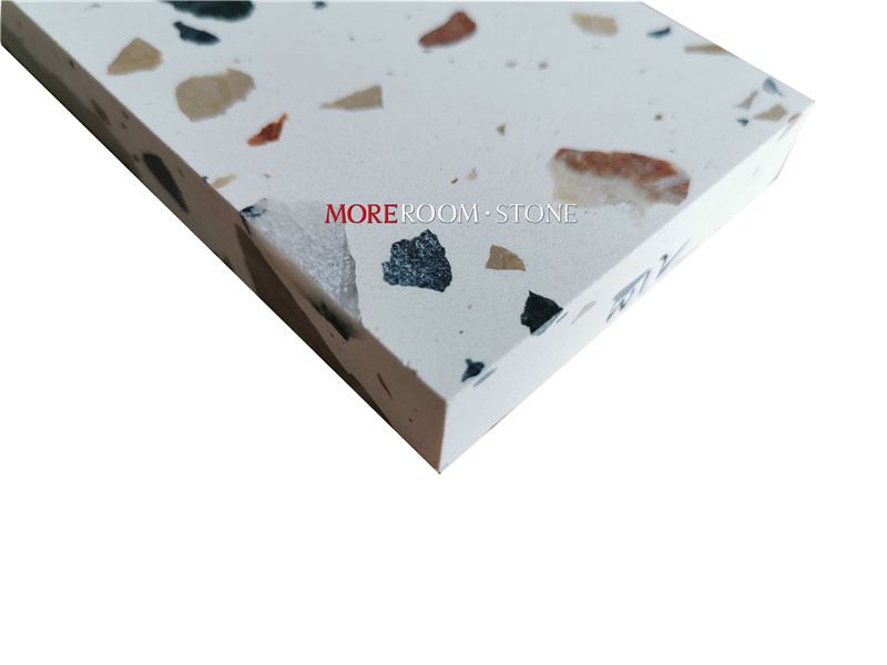 Luxury Star Hotel Bathroom Wall Decor Artificial Stone White Terrazzo