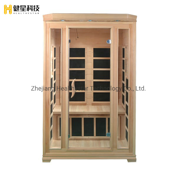 Деревянная сауна на двоих со стеклянной дверью