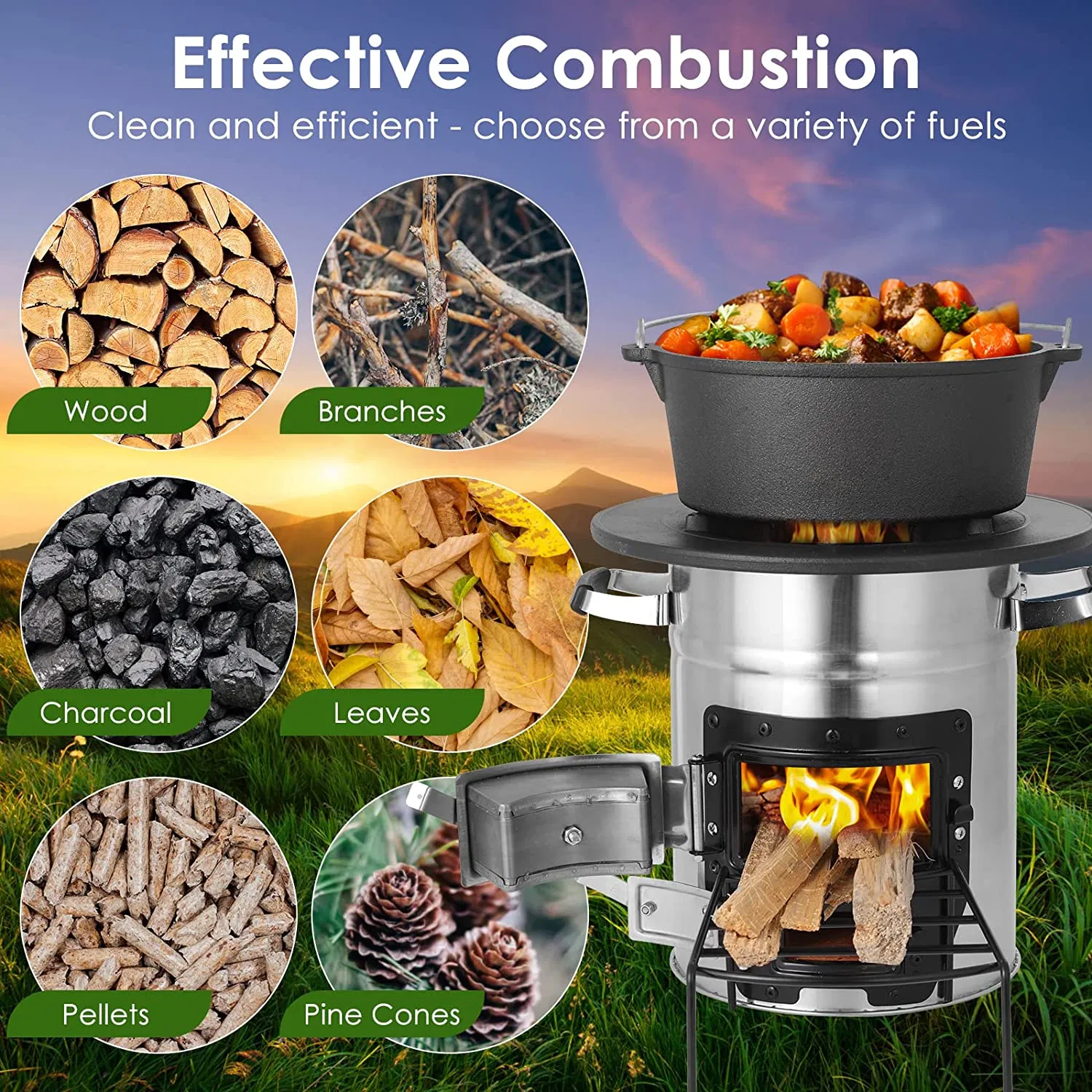 New Hot Outdoor Indoor Wood Burning Camping Stove