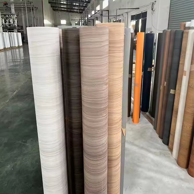 Embossed Wooden Grain Matte Rigid PVC Membrane Sheet Film Foil Roll for furniture Door Wall Decorative