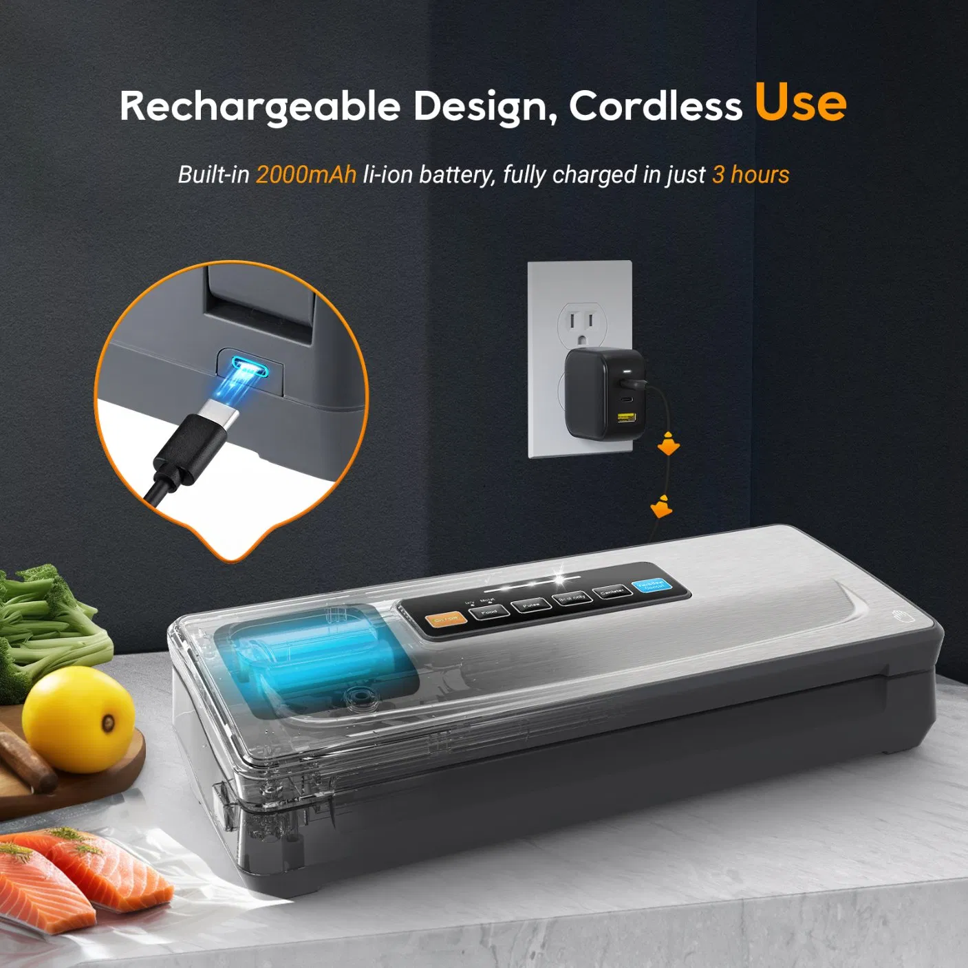 Inkbird Ink-Vs06 Rechargeable Vacuum Sealer Machine with Built-in Cutter
