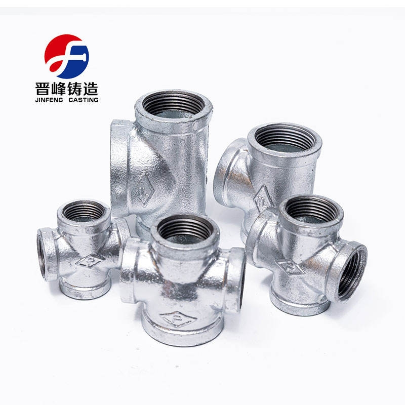 Jinfeng OEM Galvanized Female Threaded Cross Malleable Iron Pipe Fittings