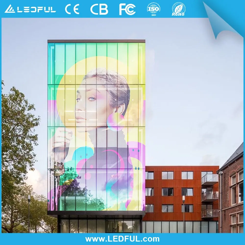 High Brightness P3.91 P10 Outdoor Film Curtain Glass Transparent Mesh LED Screen Display
