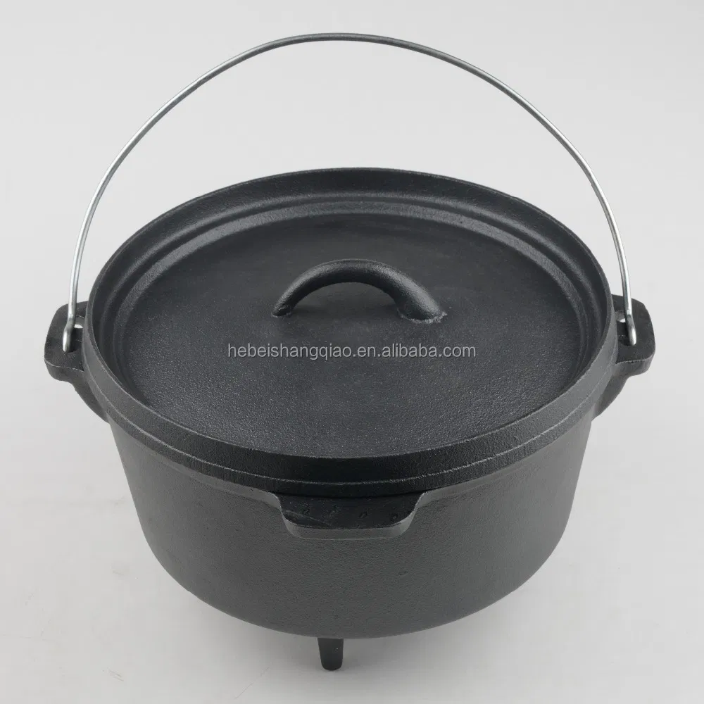 Чугунная жаровня с ножками 6 кварт, предварительно прокаленная