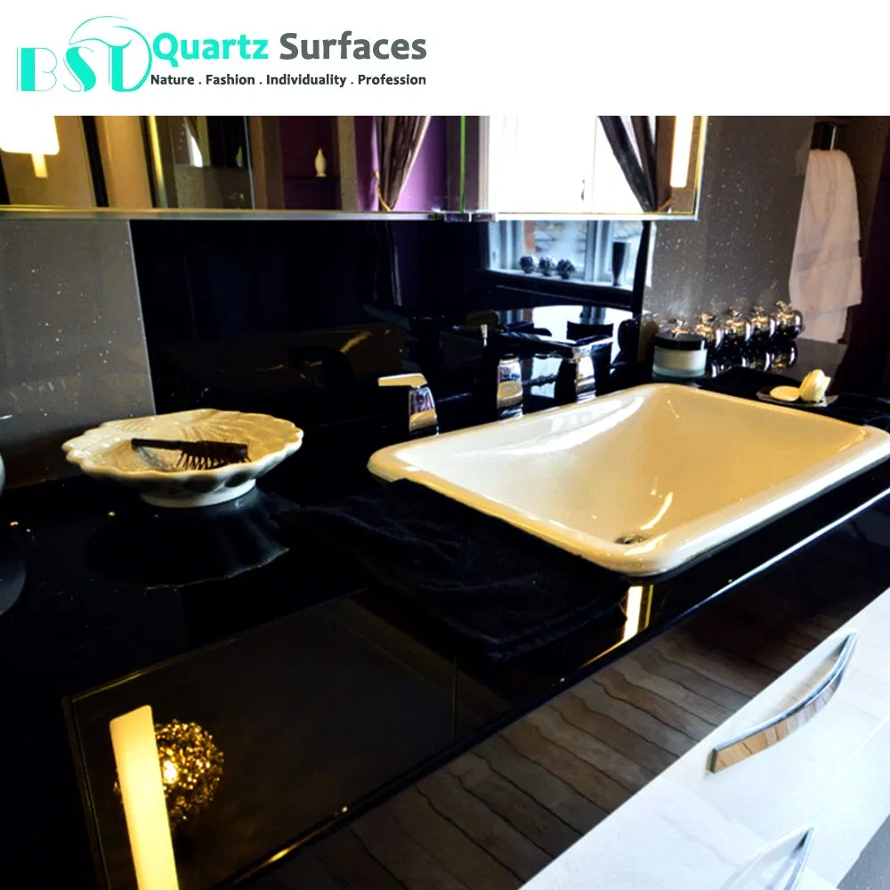 Agglomerated Heat-Resistant Black Quartz Stone Top