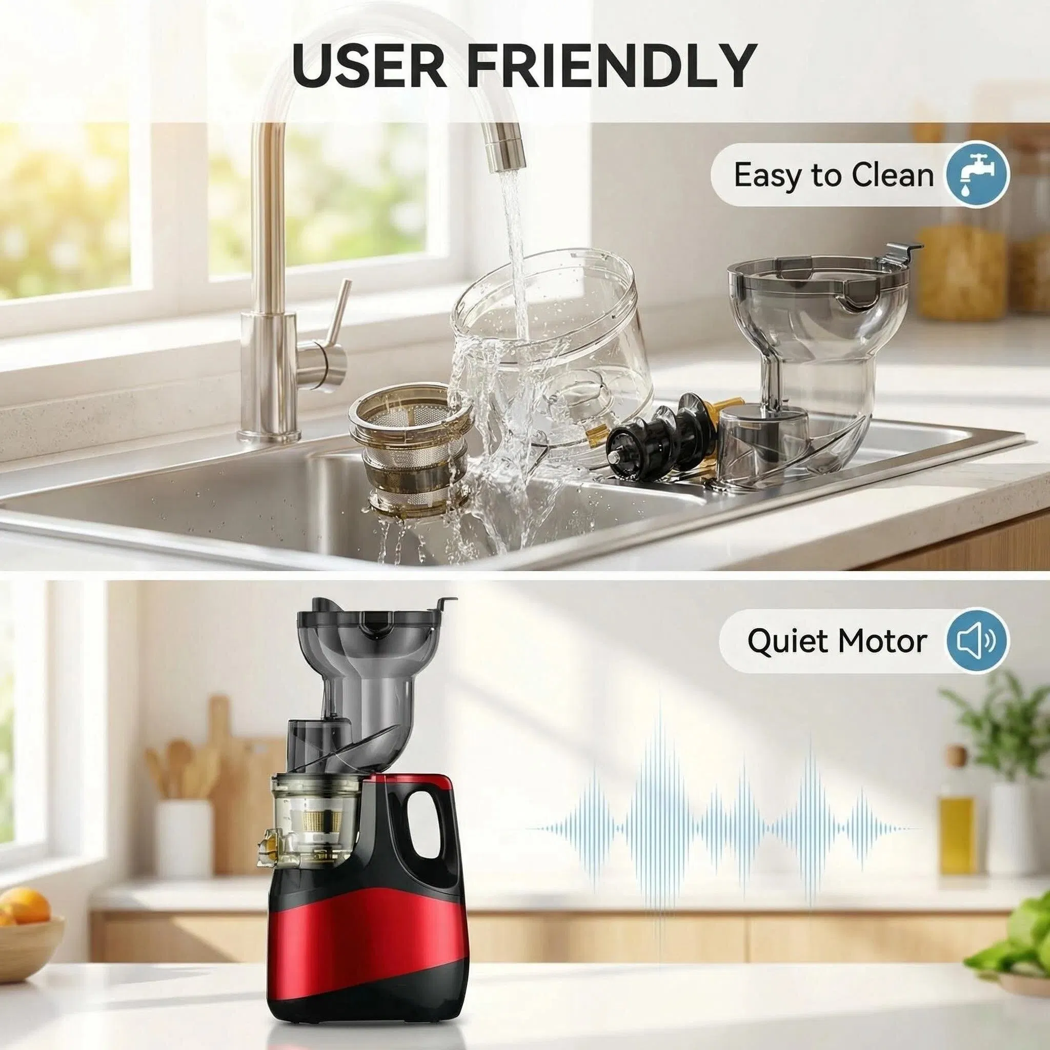 Slow Masticating Cold Press Juicer for Whole Fruits & Vegetables