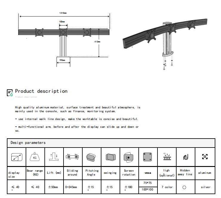 Эргономичная полноповоротная стойка для мониторов