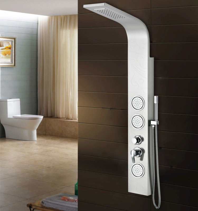 Modern Design Rose Golden Finished Shower Panel with Stainless Steel Polished Surface Massage Spray Pattern Bathroom