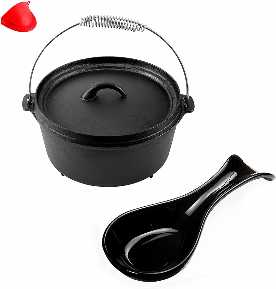 Modern Design Cooking Soup Backing Heating Cast Iron Dutch Oven 3 Legs Outdoor Camping Cookware Pot