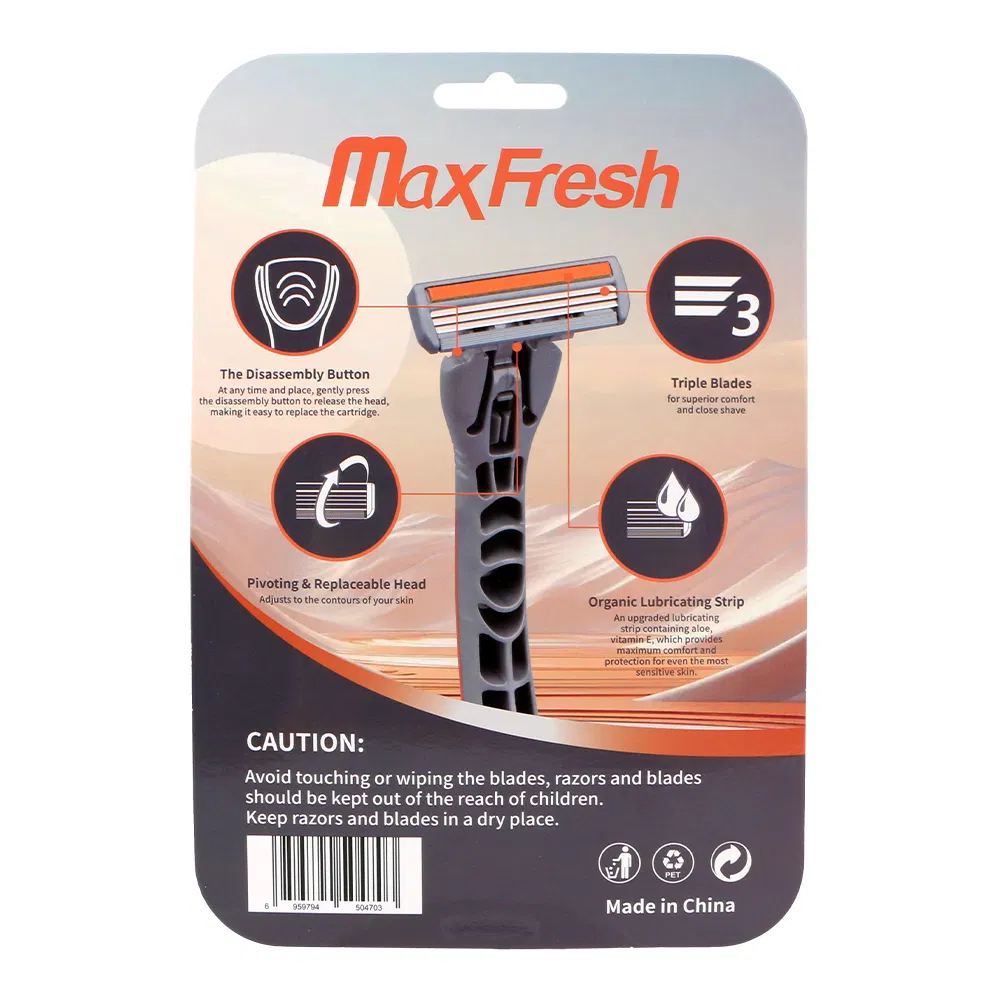 Triple Blade Mens Shaving Razor Cartridge - 3 Blade System, Stainless Steel Blades
