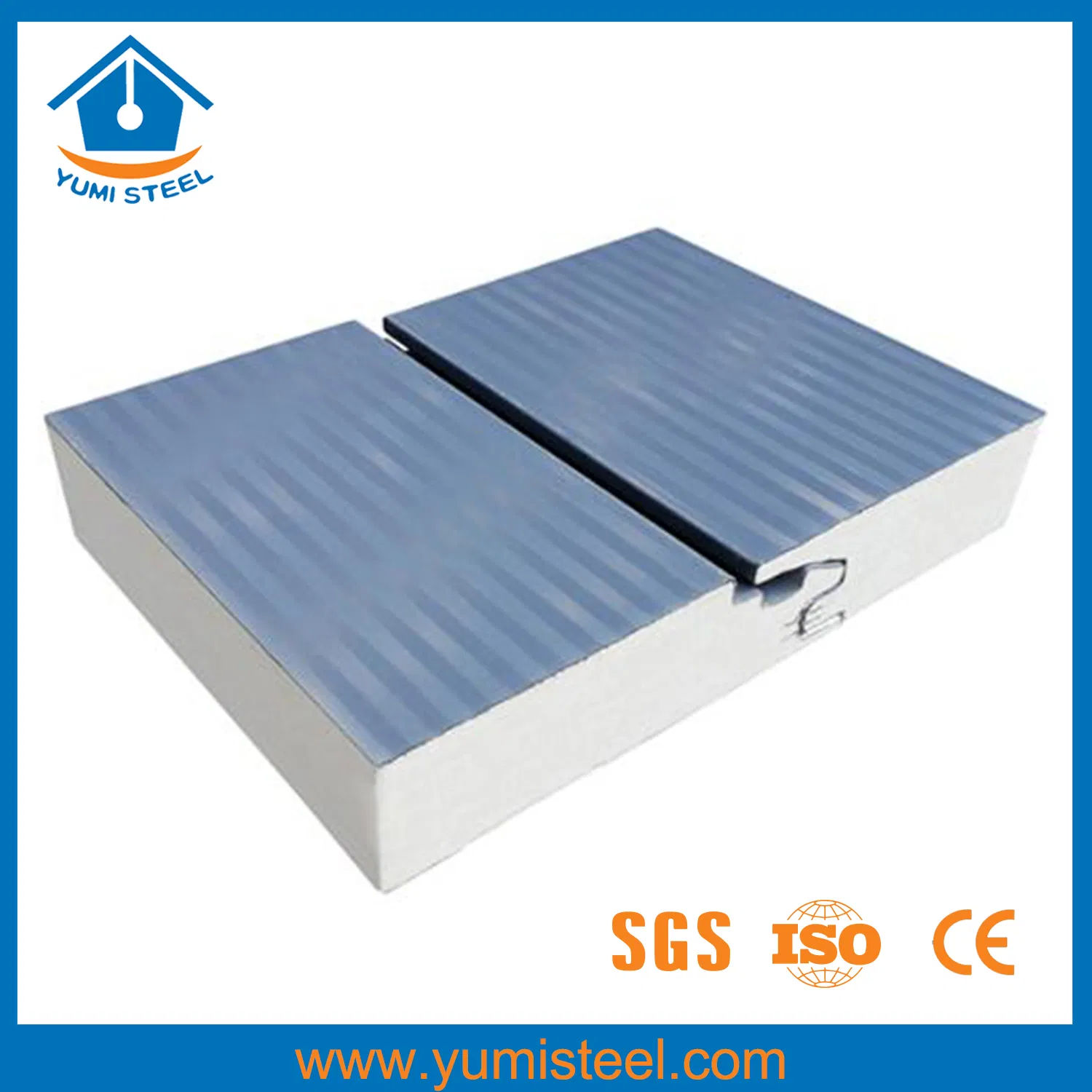 50mm Hidden Screw Joint PU Sandwich Wall Panel with Heat/Sound Insulation