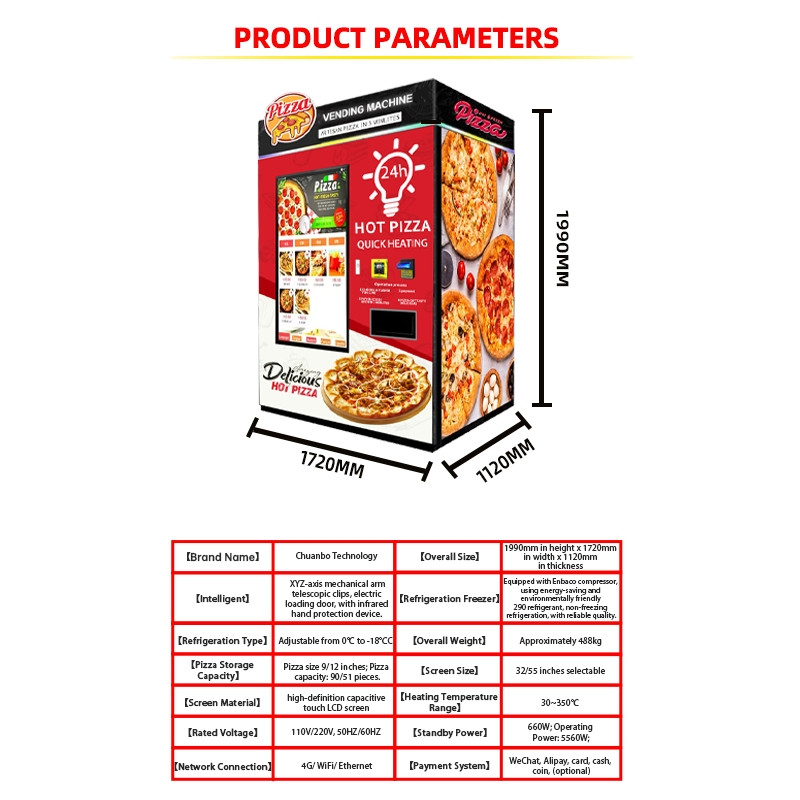 Outdoor Business Self-Service Robot Hot Pizza Making Machine Smart Fully Automatic Fast Food Pizza Vending Machine with Oven