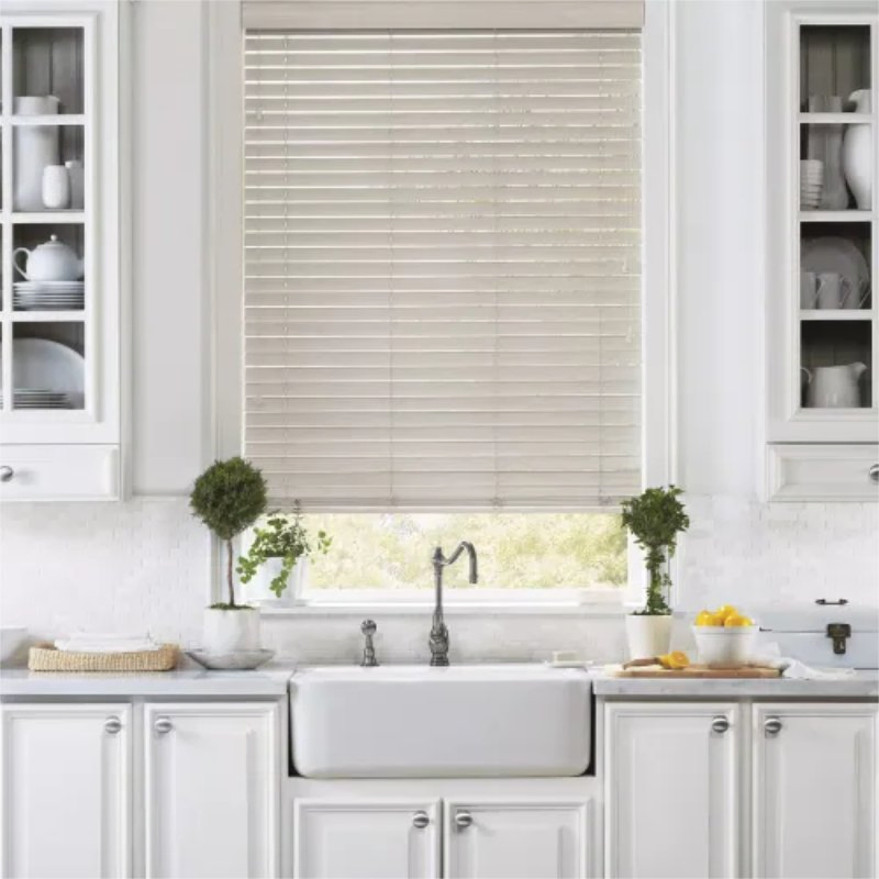 Factory Direct Sales Built-in Plain Vertical Venetian PVC Faux Wood Blinds Cordless Waterproof Fireproof for Oriel Window