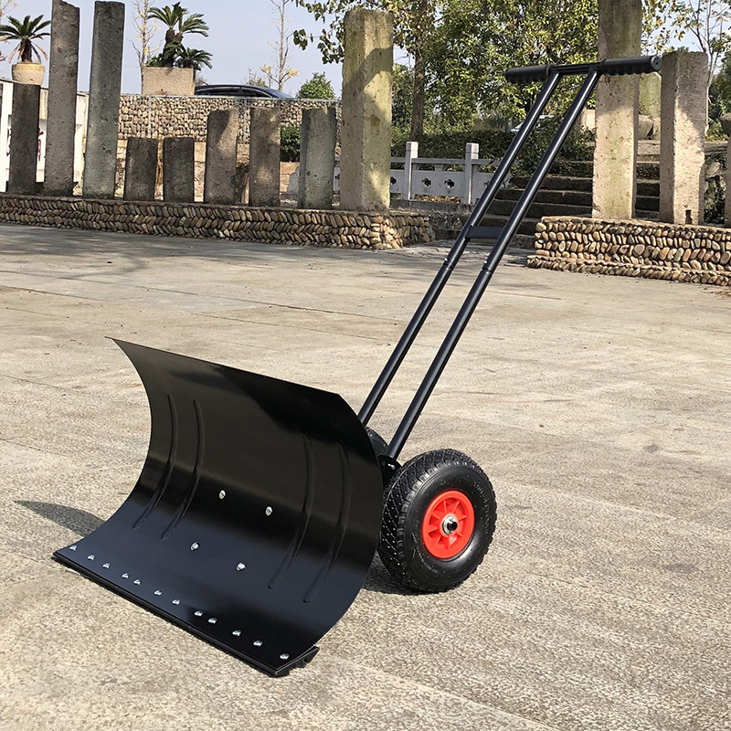 Double Tube Retractable Manual Snow Shovel with Wheels