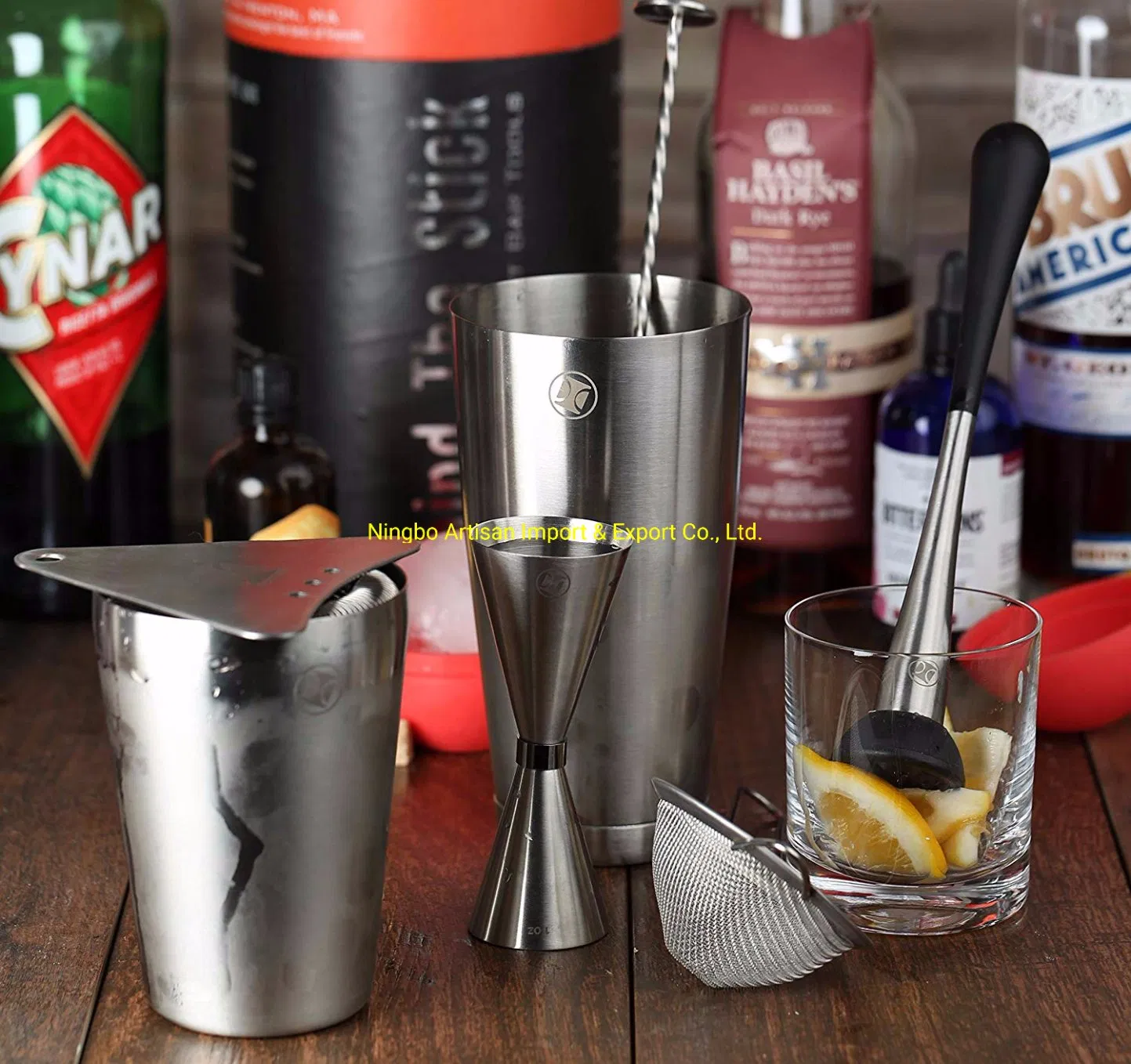 Hot Sale 7-Piece-Set Boston Set Bar Tools Stainless Cocktail Shaker