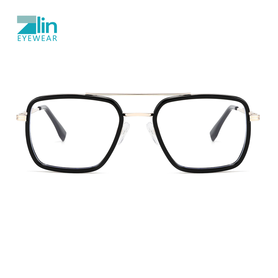 Zlin Eyewear Men Women Double Brige Metal Tr90 Blue Light Blocking Eyeglasses Frames