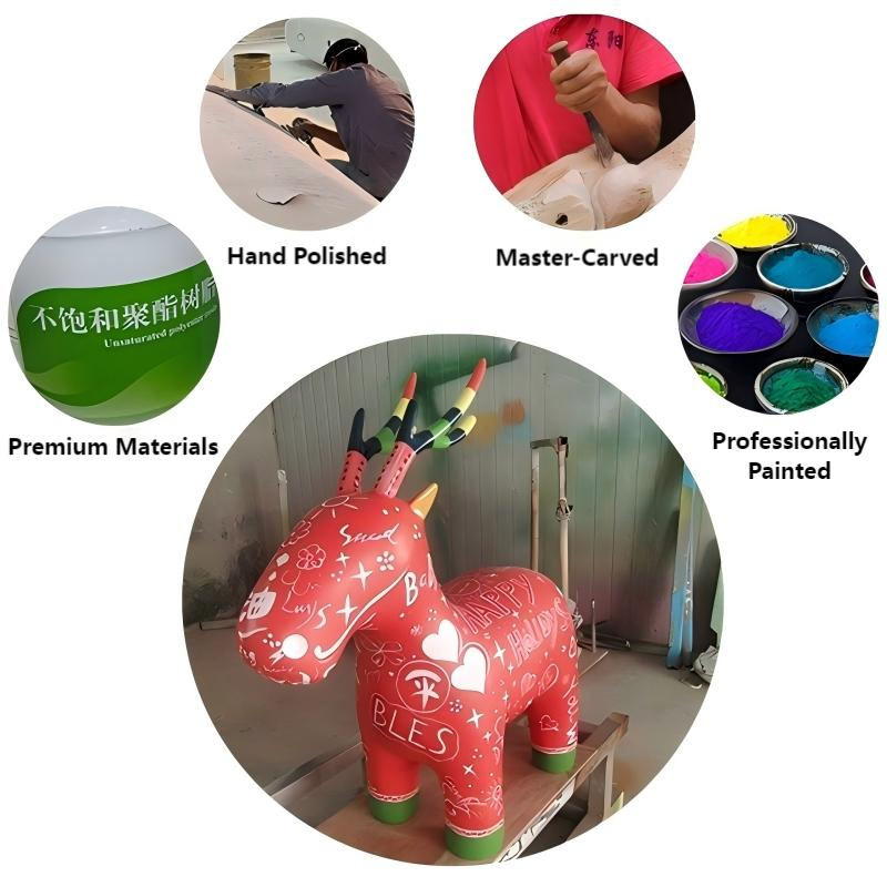 Customizable Outdoor Lifelike Animal Ornaments Fiberglass Painted Oil Barrel Horse Sculptures