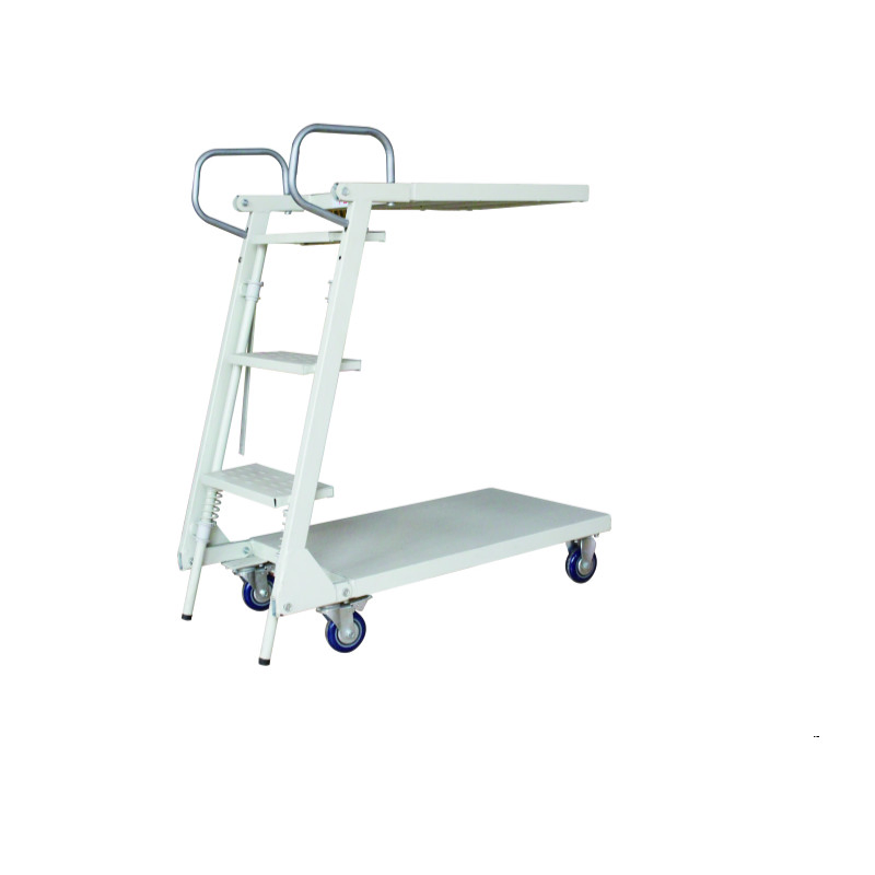 Warehouse Steel Safety Rolling Mobile Platform Ladder with Handrails