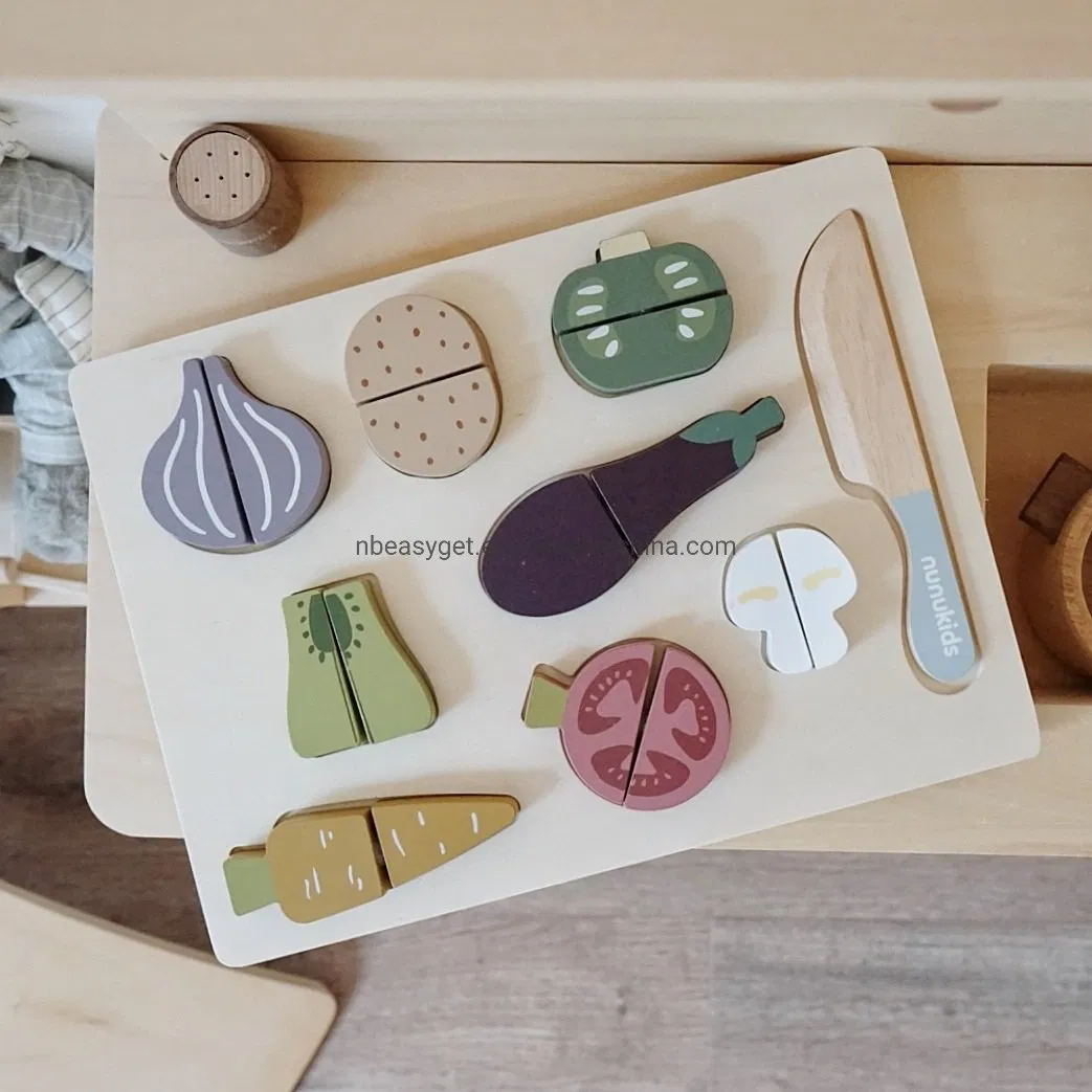 Kids Wooden Jigsaw Puzzle Toy &amp; Magnetic Cutting Vegetables Set Ideal Puzzle Toys Wooden Maze Ball Game Flat Magic Cube Unlock Puzzles Esg17552