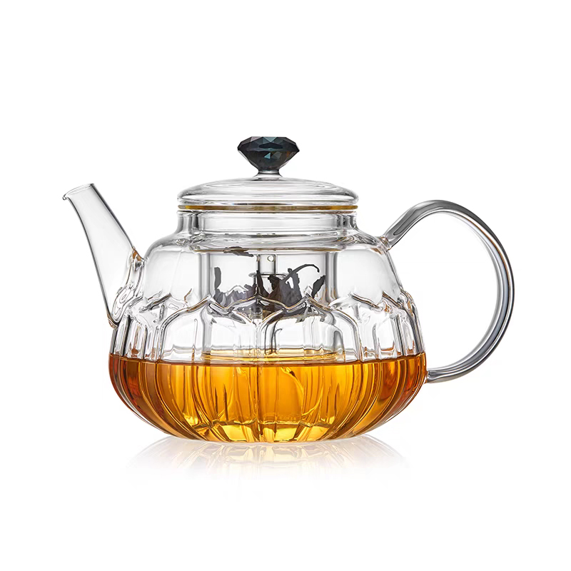 Transparent Glass Tea Pot Clear Borosilicate Heat Resistant Glass Teapot on Stove for Flower Tea with Infuser Strainer Warmer Colorful Lid with Magic Tea Maker