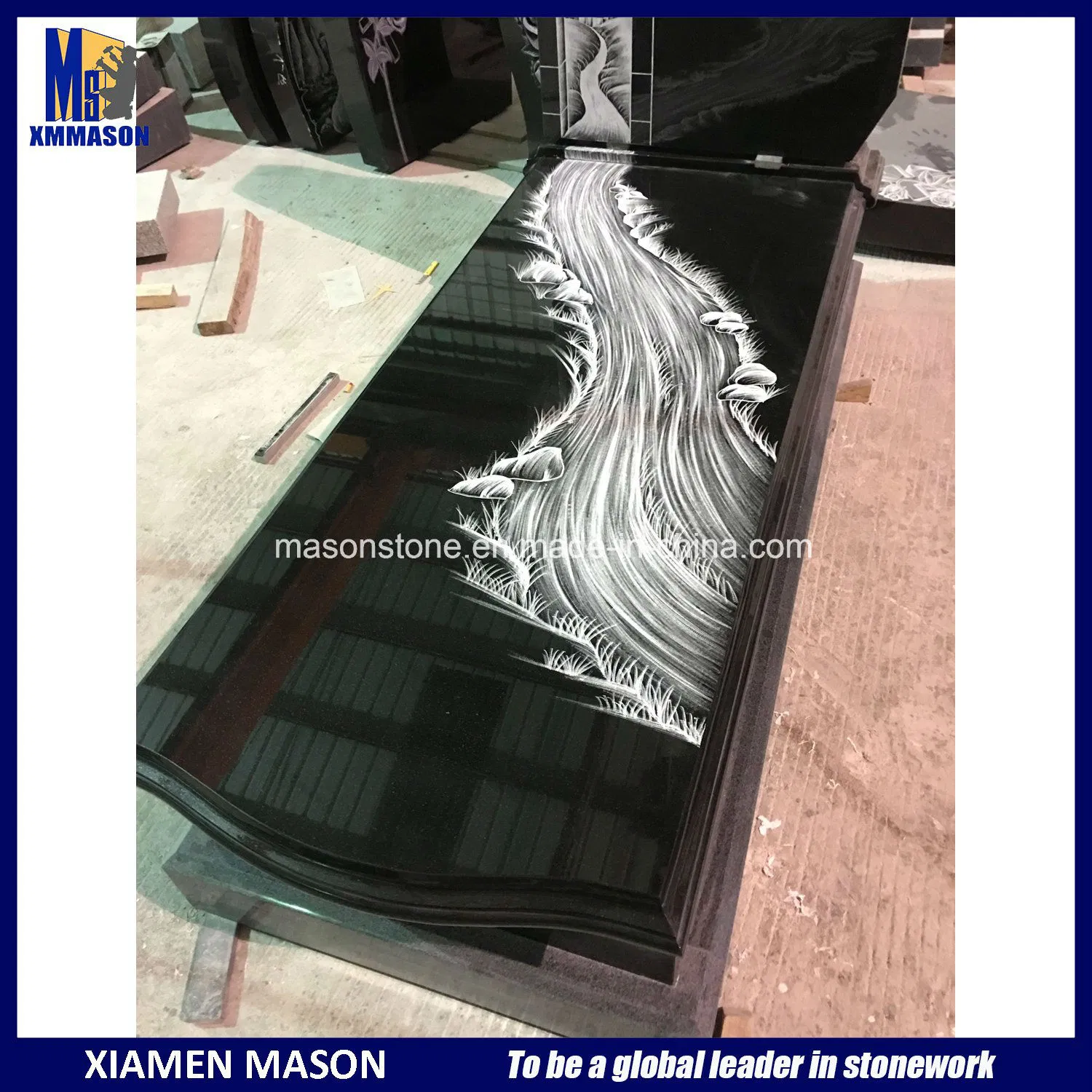 New European Tombstones Design with Nice Carving Granite Monument