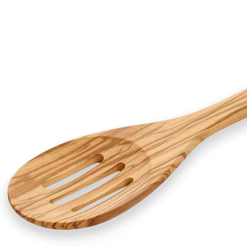 Premium 12 Inch Natural Olive Wood Trough Cooking Spoon for Kitchen Use