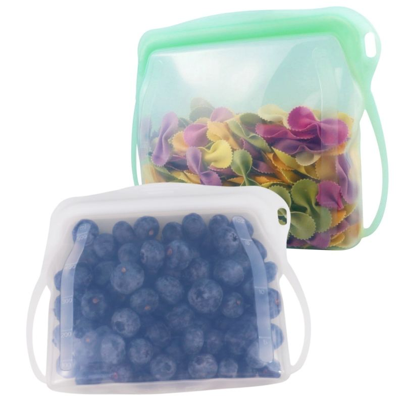 Multi-Purpose Easy-Use 1000ml Reusable Silicone Food Storage Freezer Bag with Zipper Closure