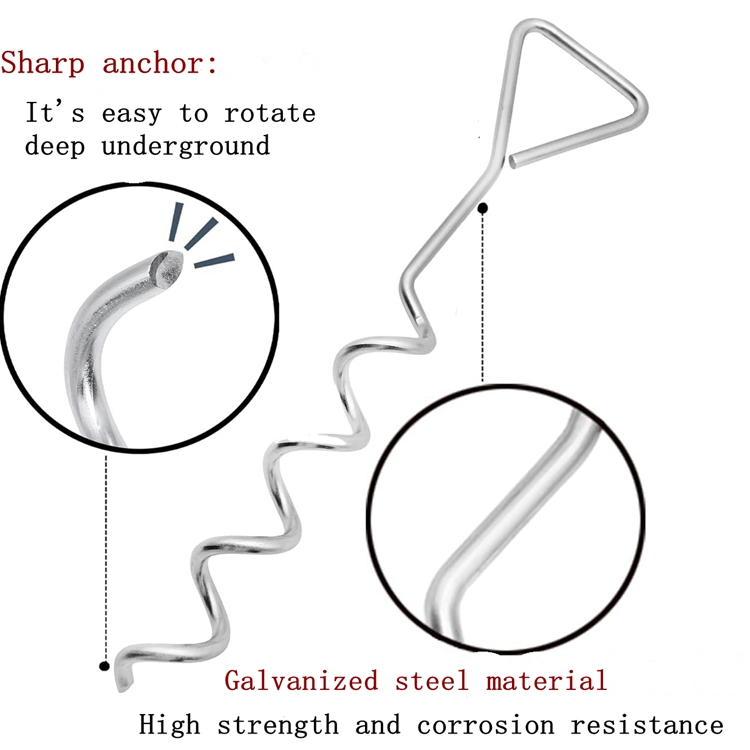 Green Strap Camping Rope Silver Steel Trampoline Tent Stake