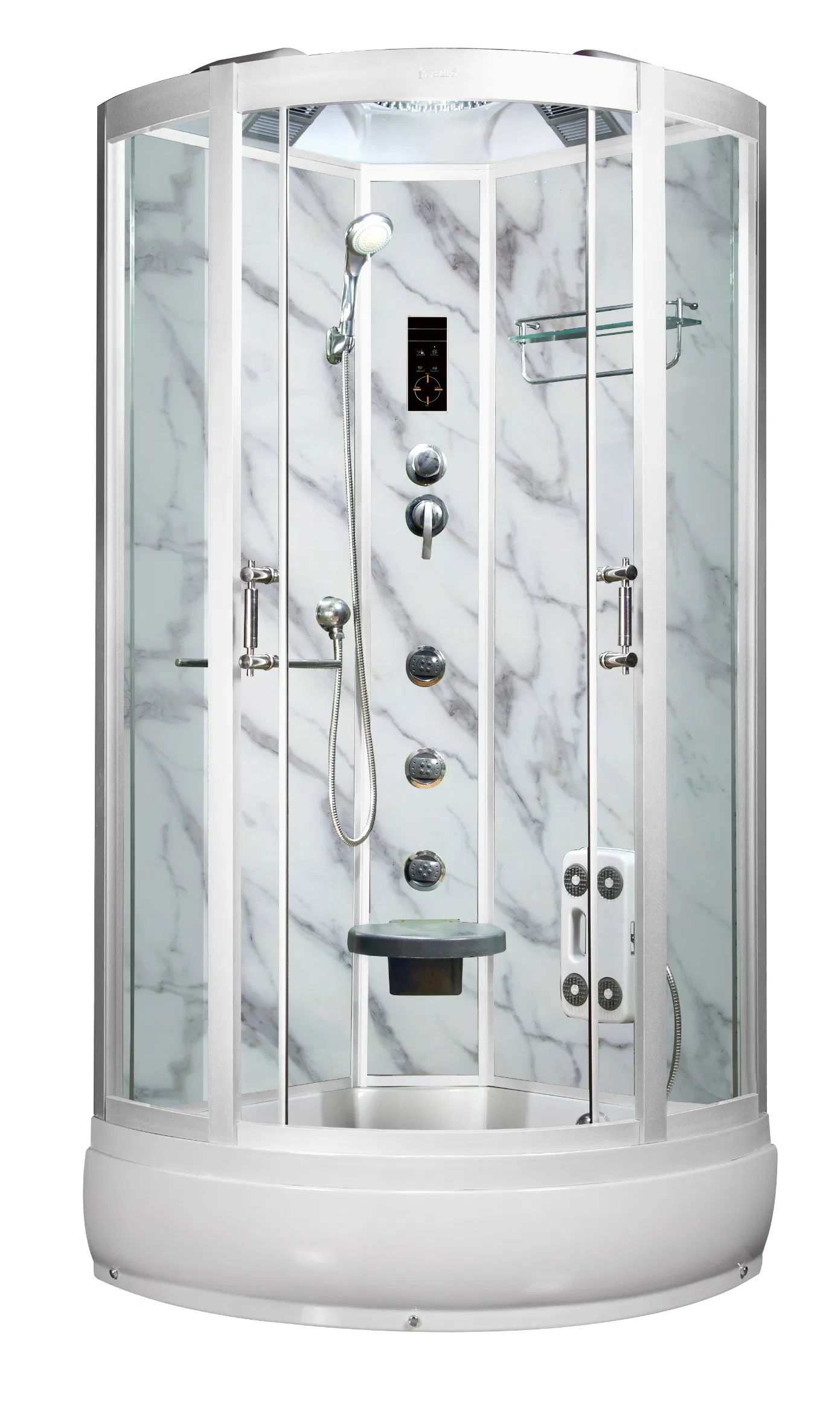 Computer Control Black Golden Tempered Sliding Glass Shower Cabin Box Cabinet Steam Room